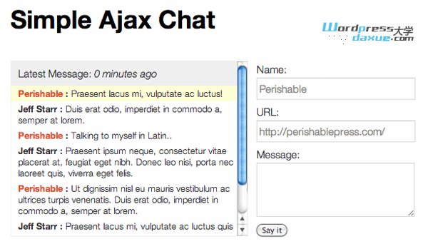 WordPress在線聊天插件：Simple Ajax Chat