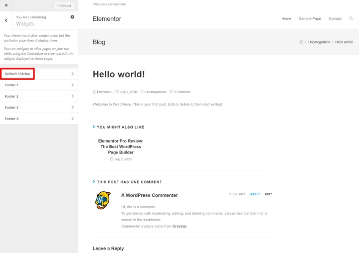 在自定義工具中添加wordpress-widgets-1-選擇側(cè)邊欄