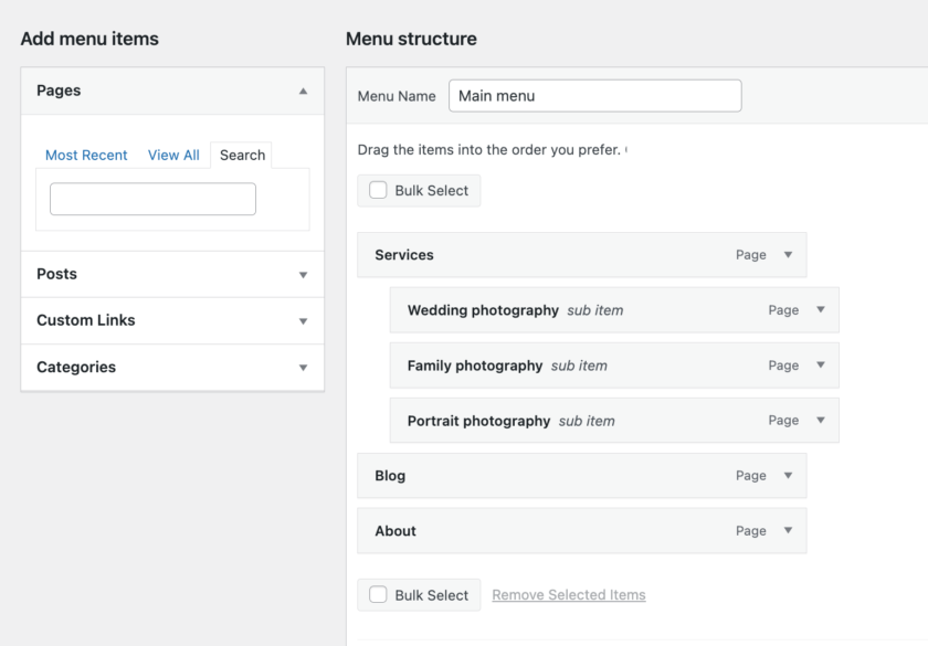 在wordpress中添加菜單