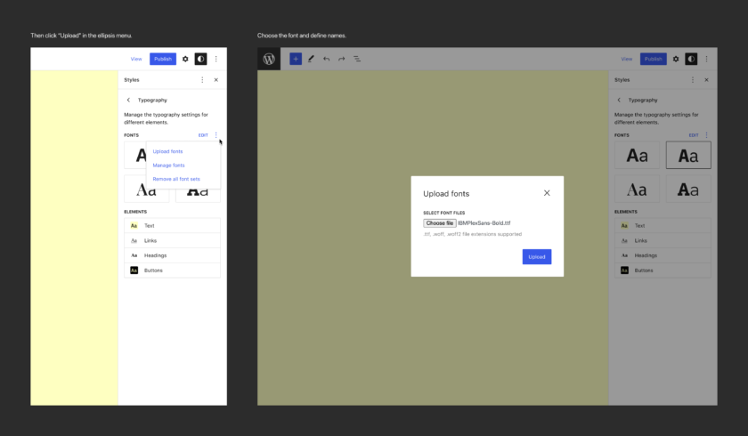 Uploading Fonts Gutenberg 的“字體庫”路線圖將為用戶提供注冊和管理 Web 字體的界面 - Uploading Fonts