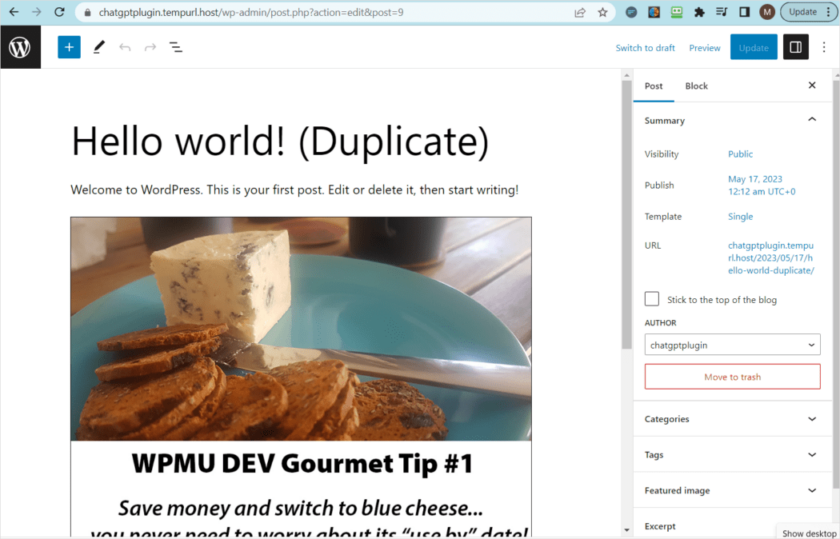 重復(fù)的 WordPress 帖子的示例。