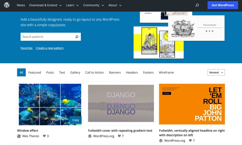 在模式庫中選擇一個模式
