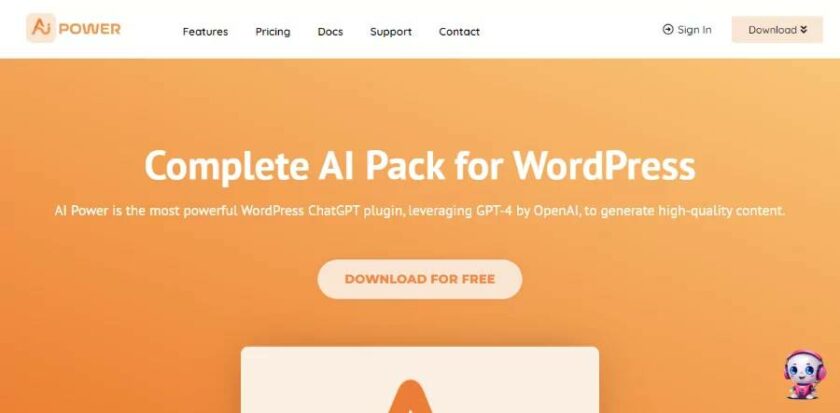 適用于 WordPress 的 ai power 聊天機器人插件