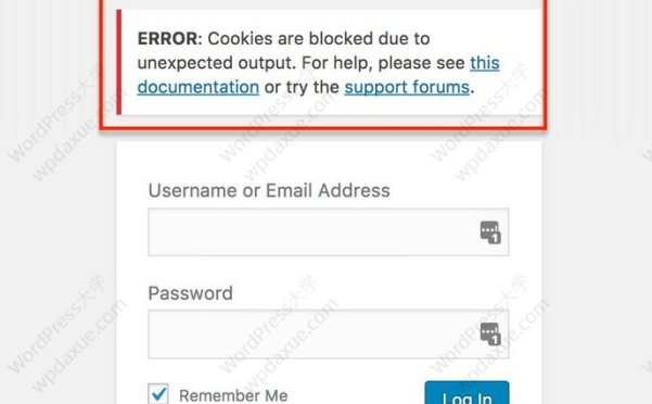 解決WordPress無法登錄 ERROR: cookies are blocked due to unexpected output