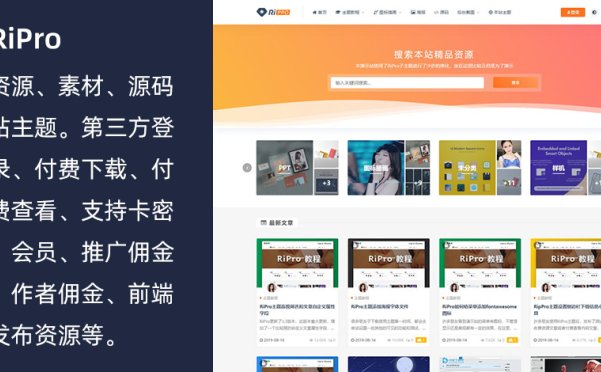 WordPress素材源碼付費(fèi)下載/會(huì)員制主題RiPro